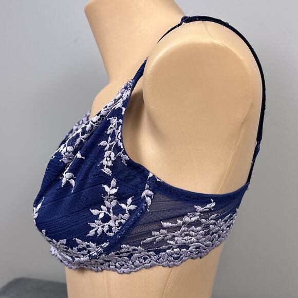 Wacoal Embrace Lace Bra Size 34DD Dark Blue Purple Unlined Underwire 65191 - Picture 3 of 7